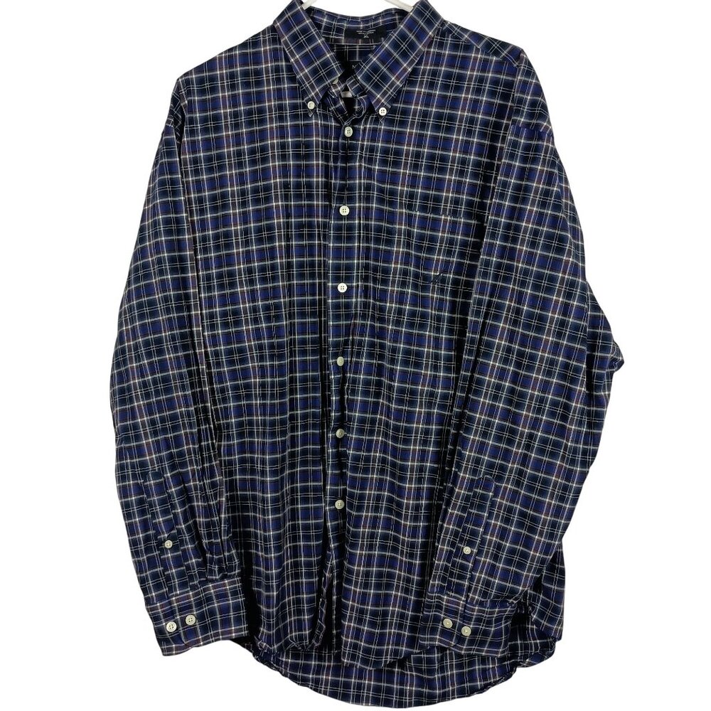 Nautica Mens Plaid Long Sleeve Button-Down Shirt XL 100% Cotton Preppy Chic